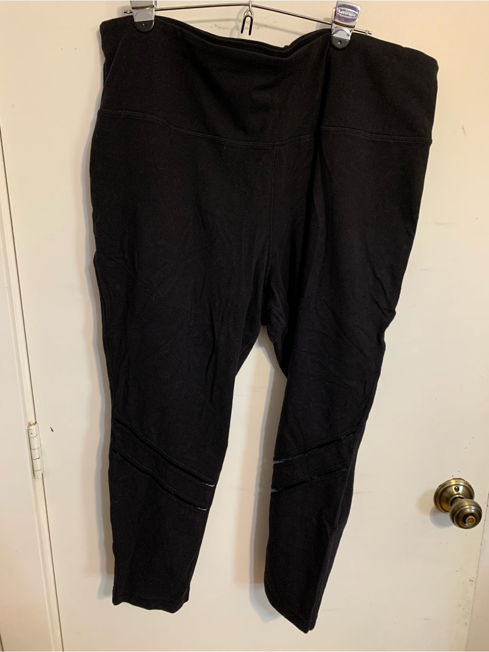 Xersion Black High-Waist Ponte Leggings with Knee Seam Detail